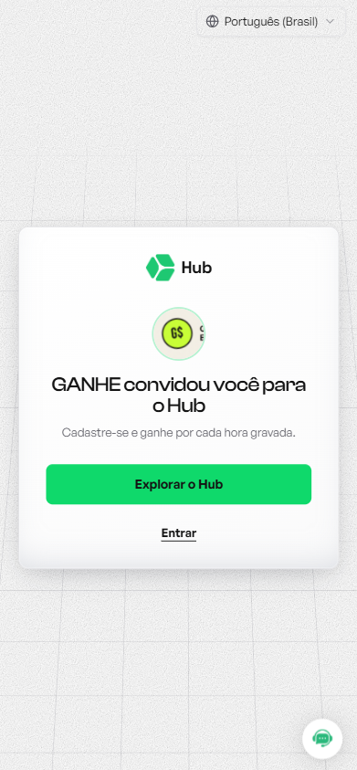 Tela de convite da HUB com o botão Explorar o Hub