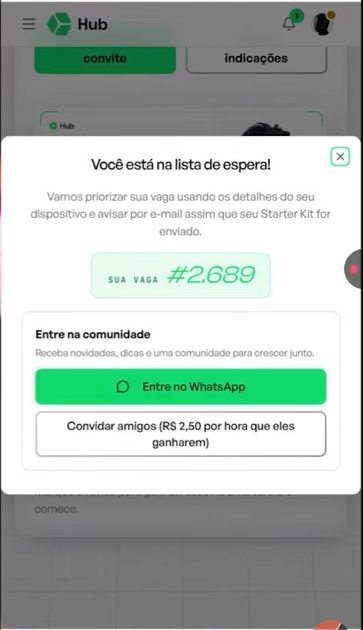 Confirmação de entrada na lista de espera com o número da vaga