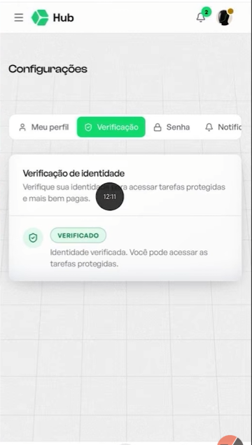 Configurações mostrando o selo Verificado