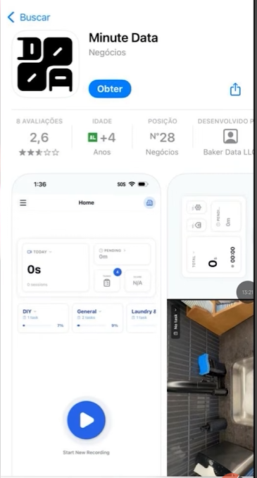 Página do app Minute Data na loja de aplicativos
